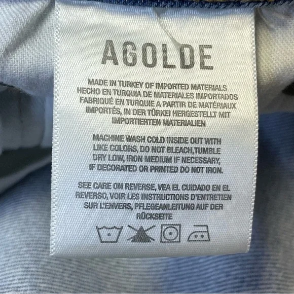 Agolde Riley Jeans Straight Crop High Rise Button Fly Womens 27 Distressed - Picture 9 of 11